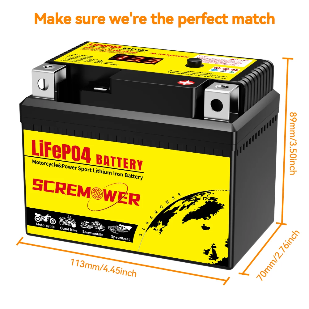 Scr4L-BS 12V 2Ah Motorcycle Starter Battery CCA 160A Powersport Lithium Phosphate Battery For Motorcycle Scooter ATV UTV Quad motorcycle battery,lithium phosphate battery,scooter battery