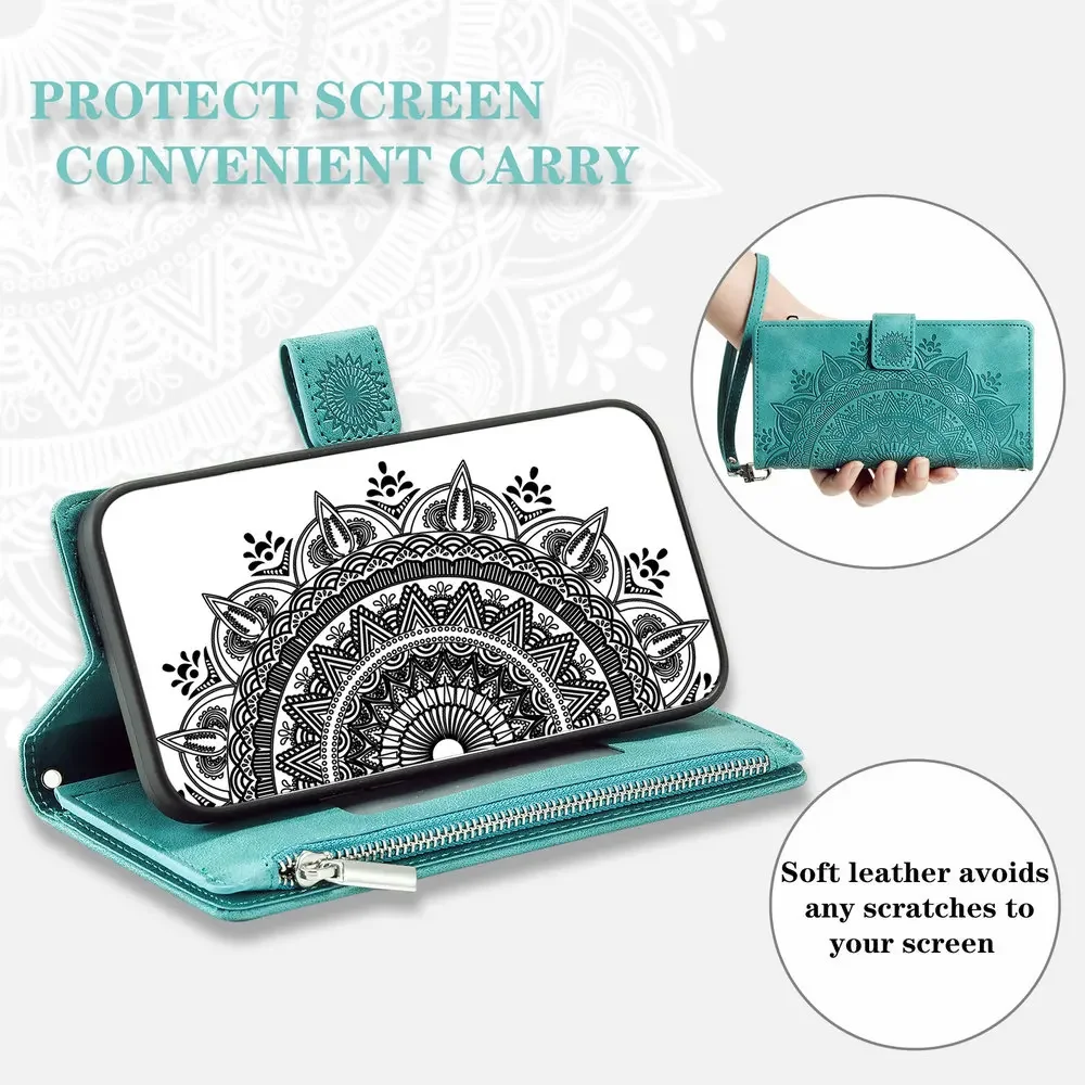 Zipper Wallet Flip Case with Card Holder and Book Cover Design