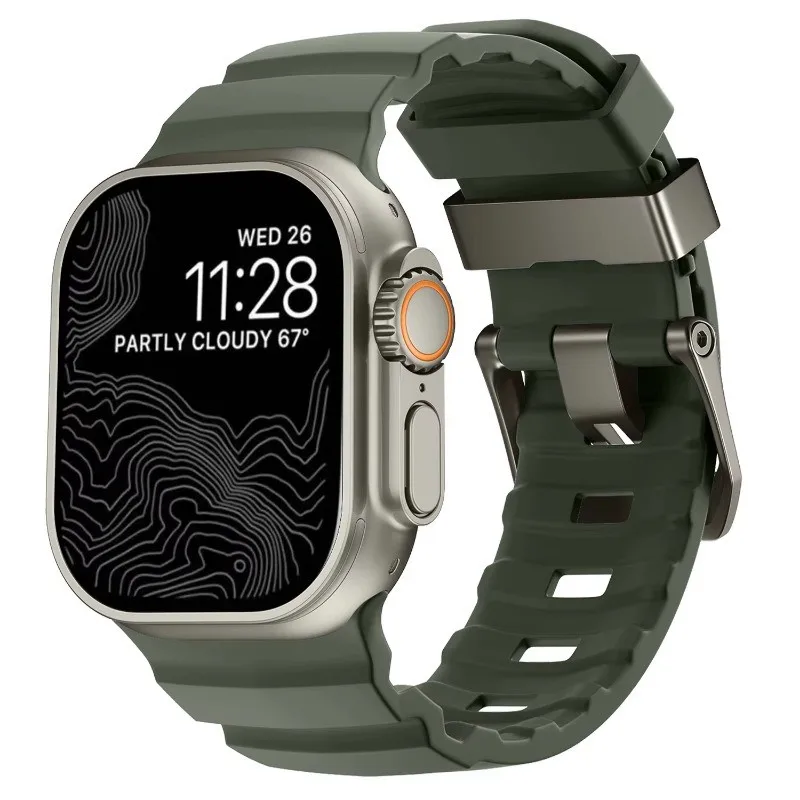 Luminous Sport Silicone & Titanium Metal Watch Band Bracelet