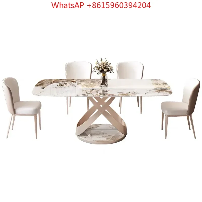 bright face rock table modern simple light luxury high-end table and chair combination rectangular creative designer