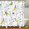 3D Beautiful flower grass plants birds printing shower curtain polyester waterproof bathroom curtain with hook home decoration 3