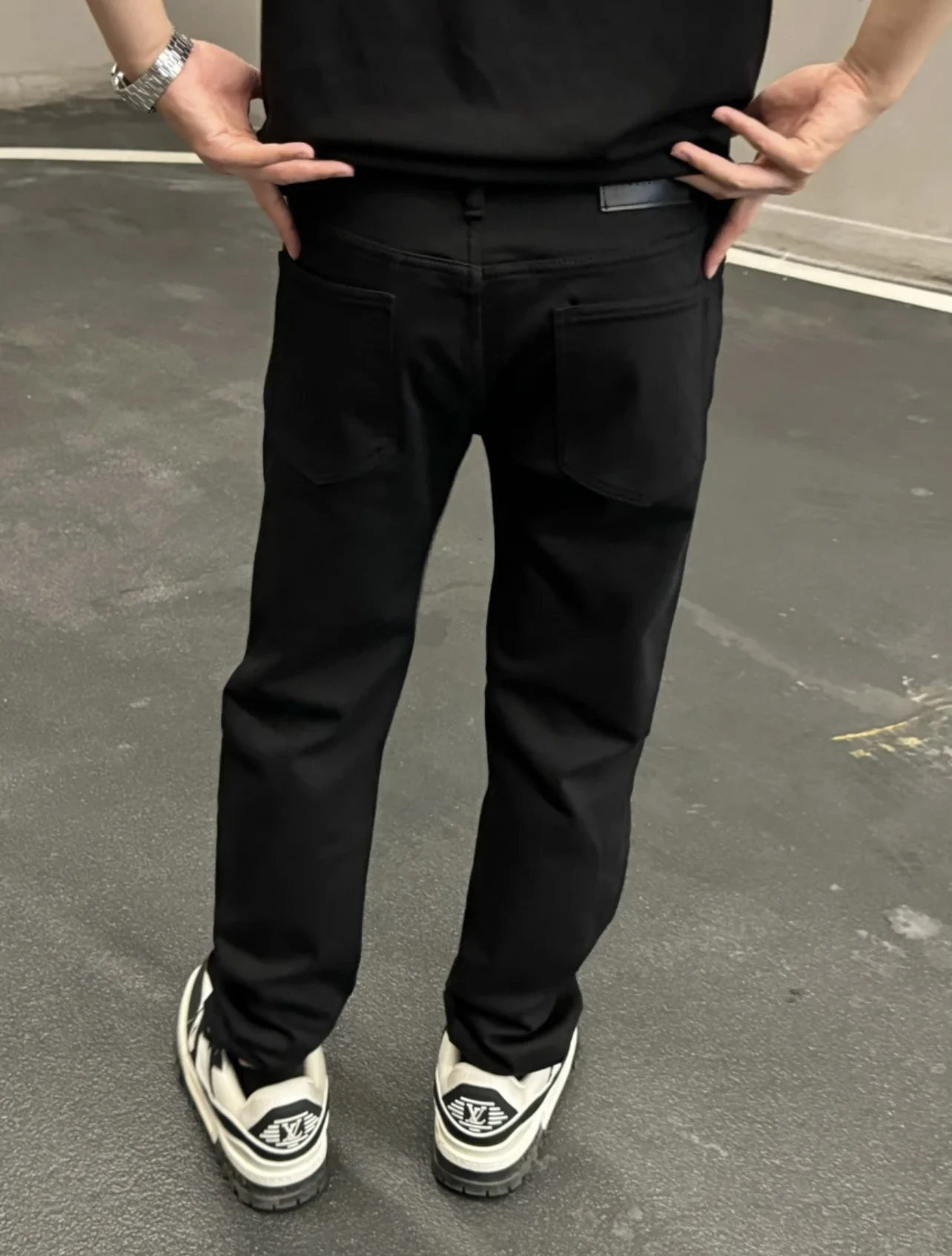 Fashion Tall Slimming Velvet Padded Autumn Winter Solid Color Simple Men's High Elastic Straight Casual All-Matching Jeans