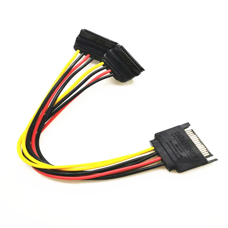 20cm-15Pin-SATA-Male-to-2-Female-Elbow-Computer-Case-Power-Hard-Disk ...