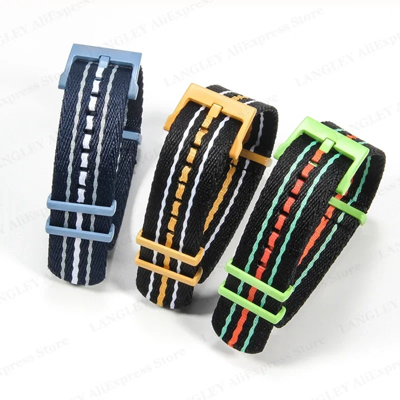 Versatile Nylon Watch Strap in Classic Black - 22mm, Ideal for Sports and Casual Wear