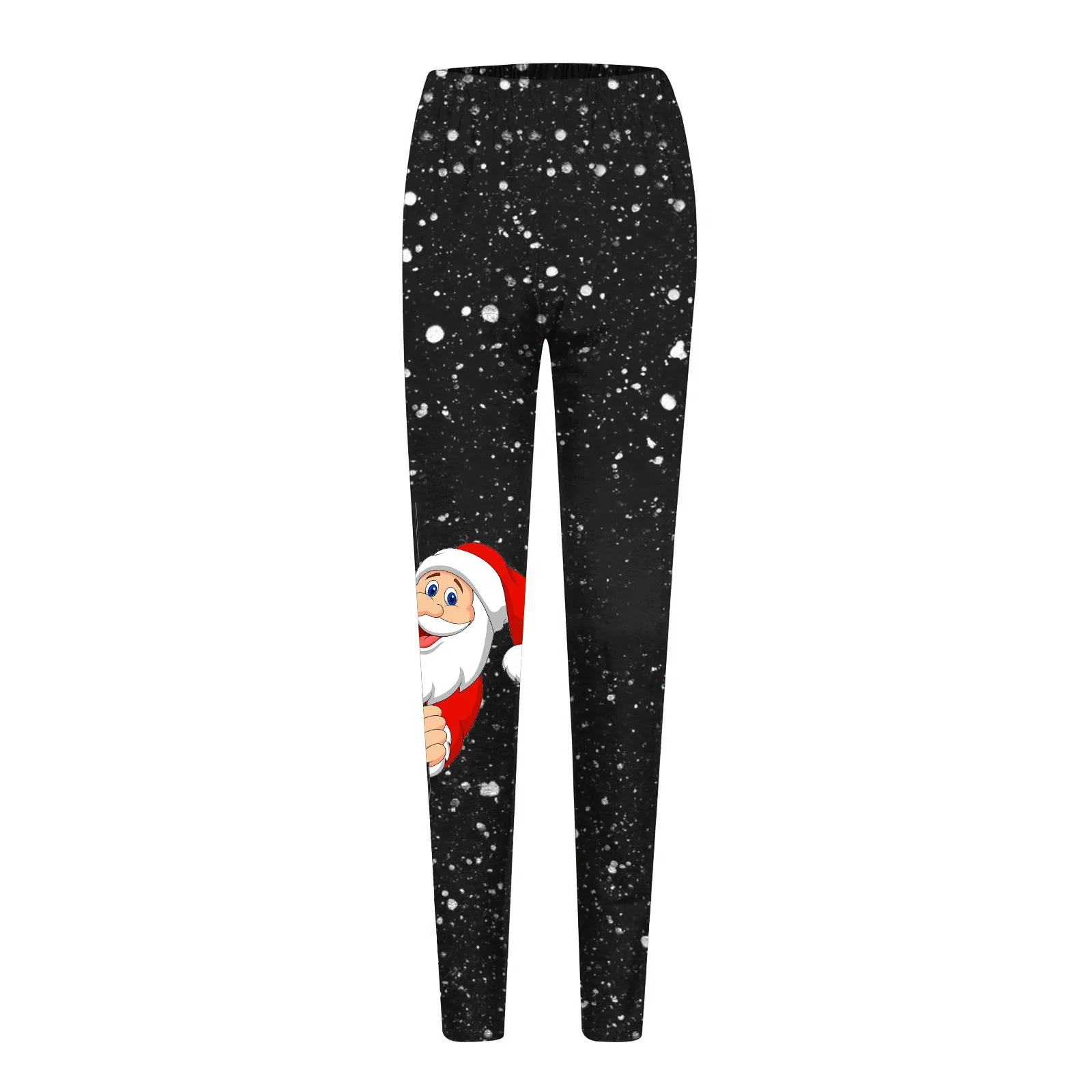 Women Cute Pattern Christmas Print Leggings Elastic Leggings Casual Pants Boots Pants