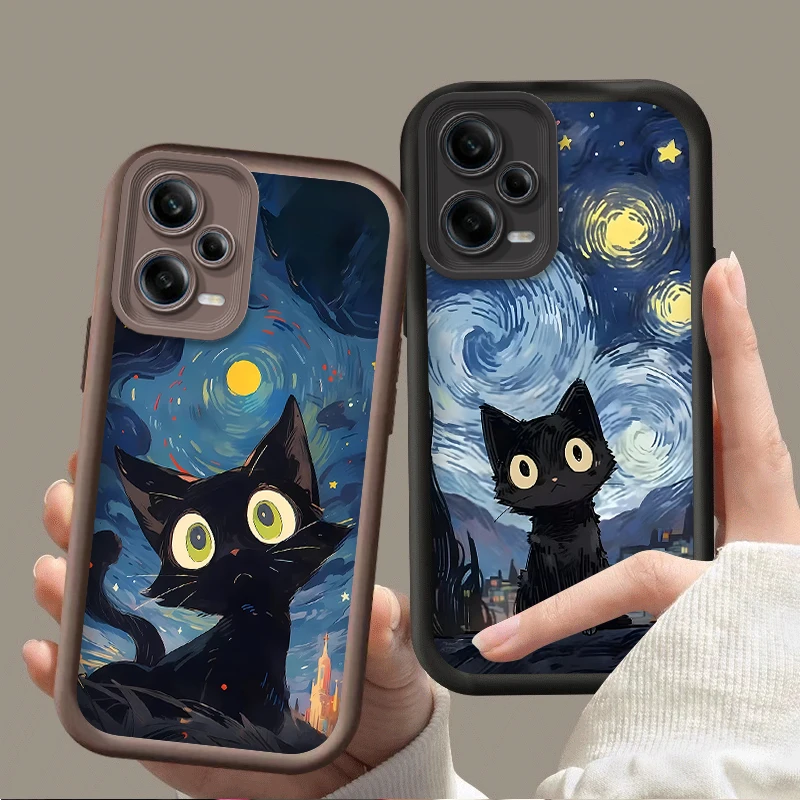 Starry Night Art Black Cat Phone Case
