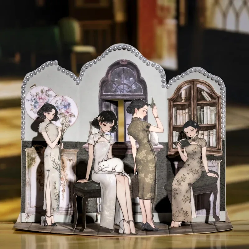저널 GO 20pcs 빈티지 중국어 Cheongsam 소녀 스티커 diy 장식 일기 앨범 콜라주 정크 저널 Scrapbooking 데칼