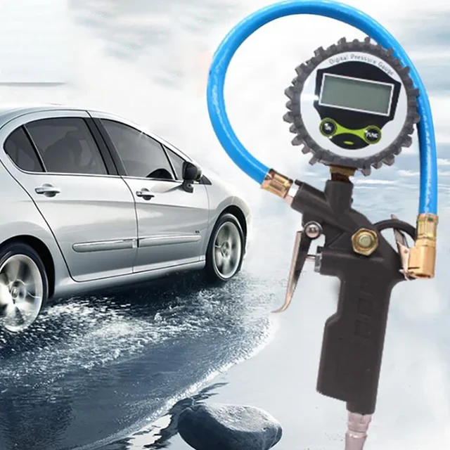 Car Tire Pressure Detection Tool EU Tire Pressure Inflation Gauge LCD Display LED Backlight Vehicle Tester Inflation Monitoring 3