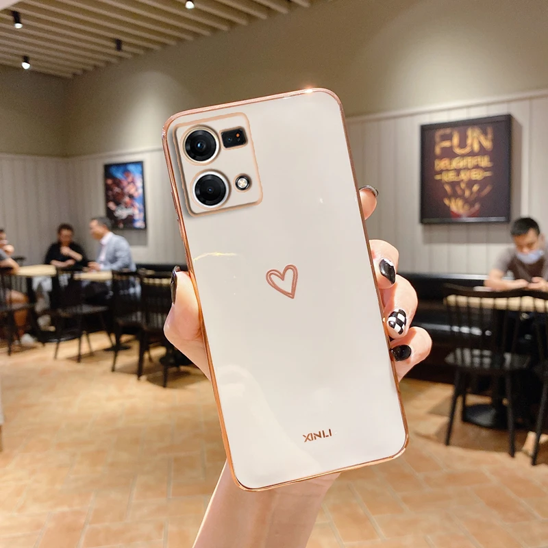 thumbnail image 1 of Square Love Heart Phone Case On For Oppo Reno7 Reno8 Reno9 Reno 7 8 9 Pro Plus 8T 4G 5G 5F 2 2Z 2F 3 5 6 6Z 4G 5G Z RenoZ Cover, 1 of 5