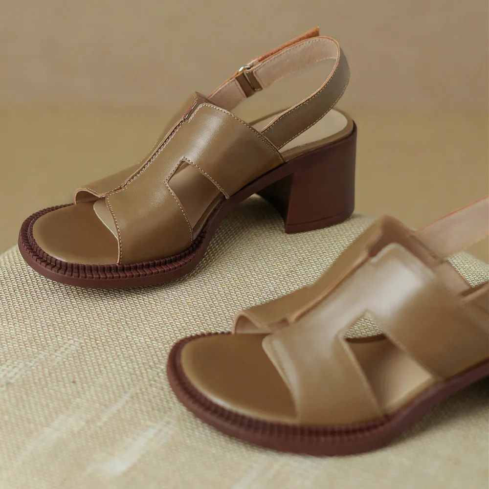 danxuefei big size 34-41 women's genuine leather slingback open toe sanndals OL style soft comfortable high quality summer shoes