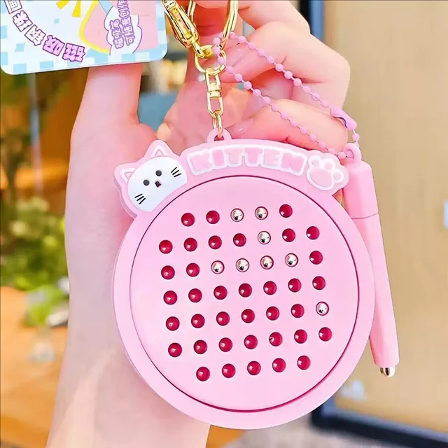 Funny Magnetic Steel Ball Drawing Board for Kids Travel Toys Keychain Cartoon Magnetic Board forChildren School Bag Pendant Gift 5