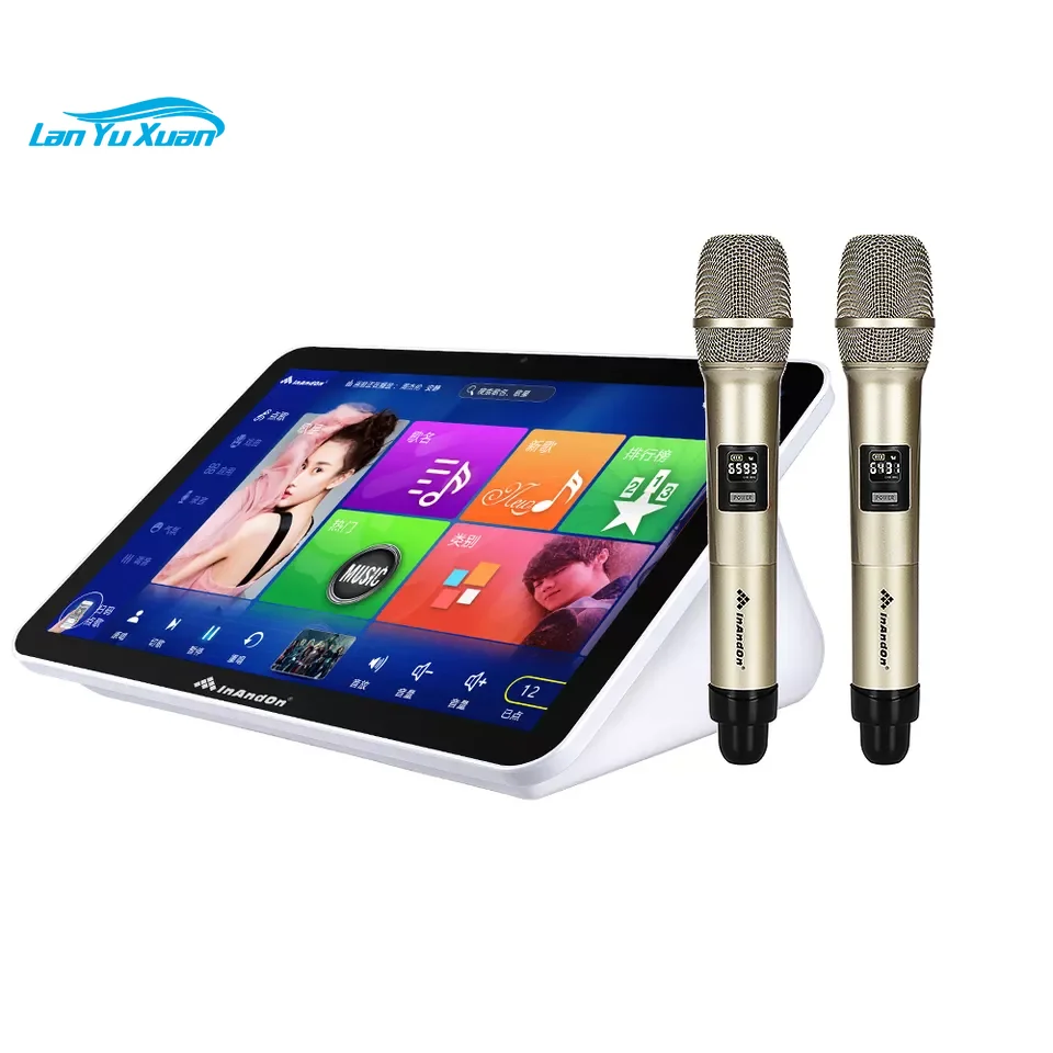 Inandon Mini Karaoke System Professional 15.6 ''All In One Singing Karaoke Player 4Tb Ktv Juke Box Set Di Macchine Per Karaoke Portatili