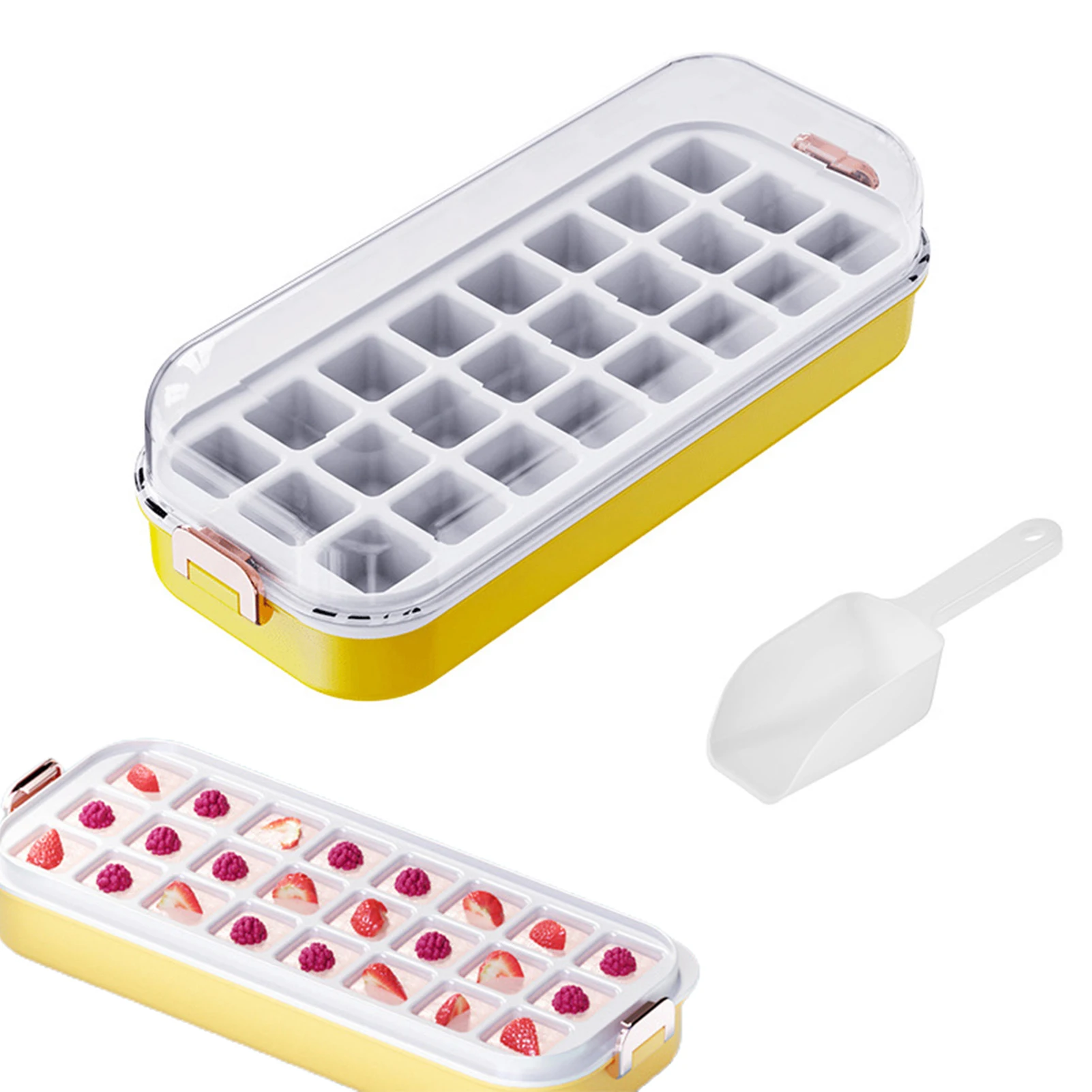Ice Cube Trays With Lid And Bin Flexible Ice Cube Tray With Lid