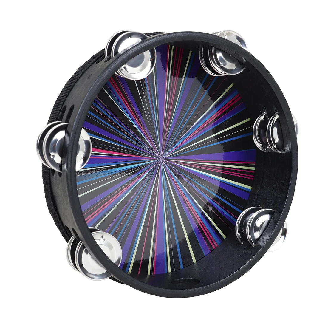 M MBAT 8 Inches Orff Double Rows Of Hand Shaking Tambourine Tambourine Double Rows Of Bells Percussion Instrument