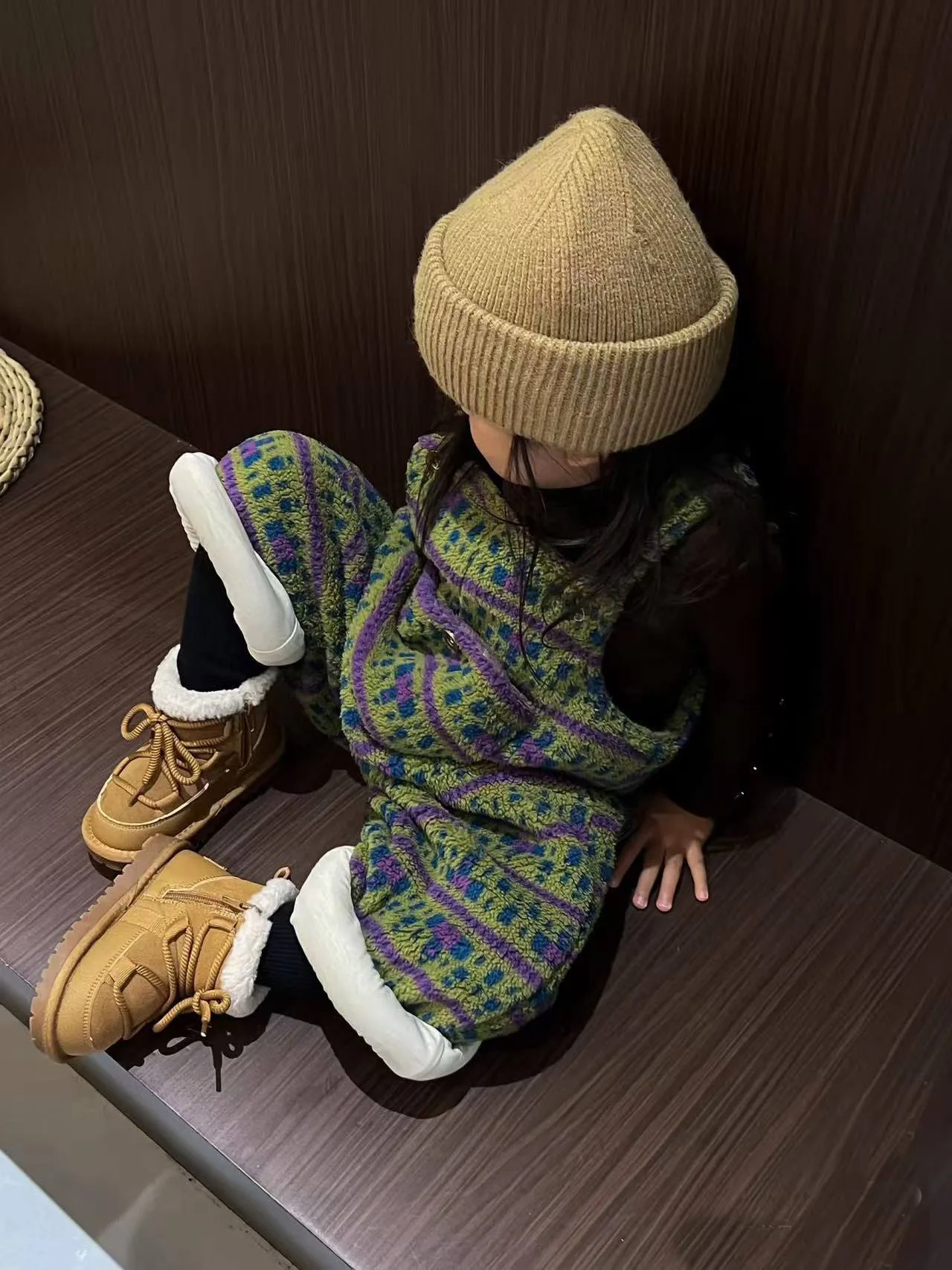 어린이 벨벳 스트랩 팬츠 가을/겨울 2026 신상  팬츠 스타일리시 캐주얼 헤어리 점프수트