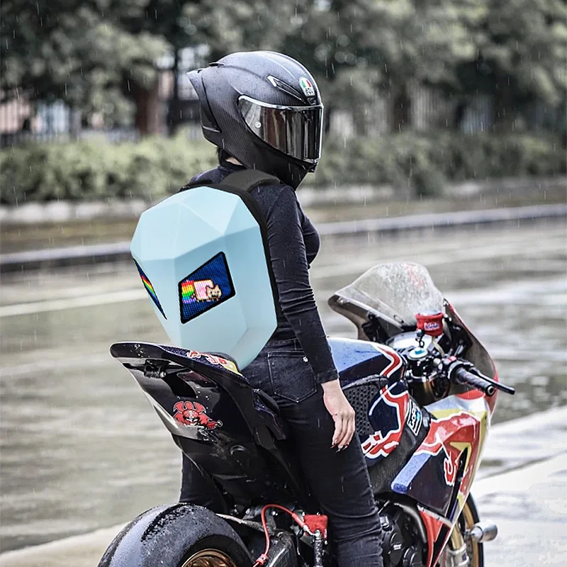 Motorcycle Backpack Luminous Led Knight Pattern Shell Helmet Motorcycle Riding Waterproof Backpack Mochila Feminina Back Pack