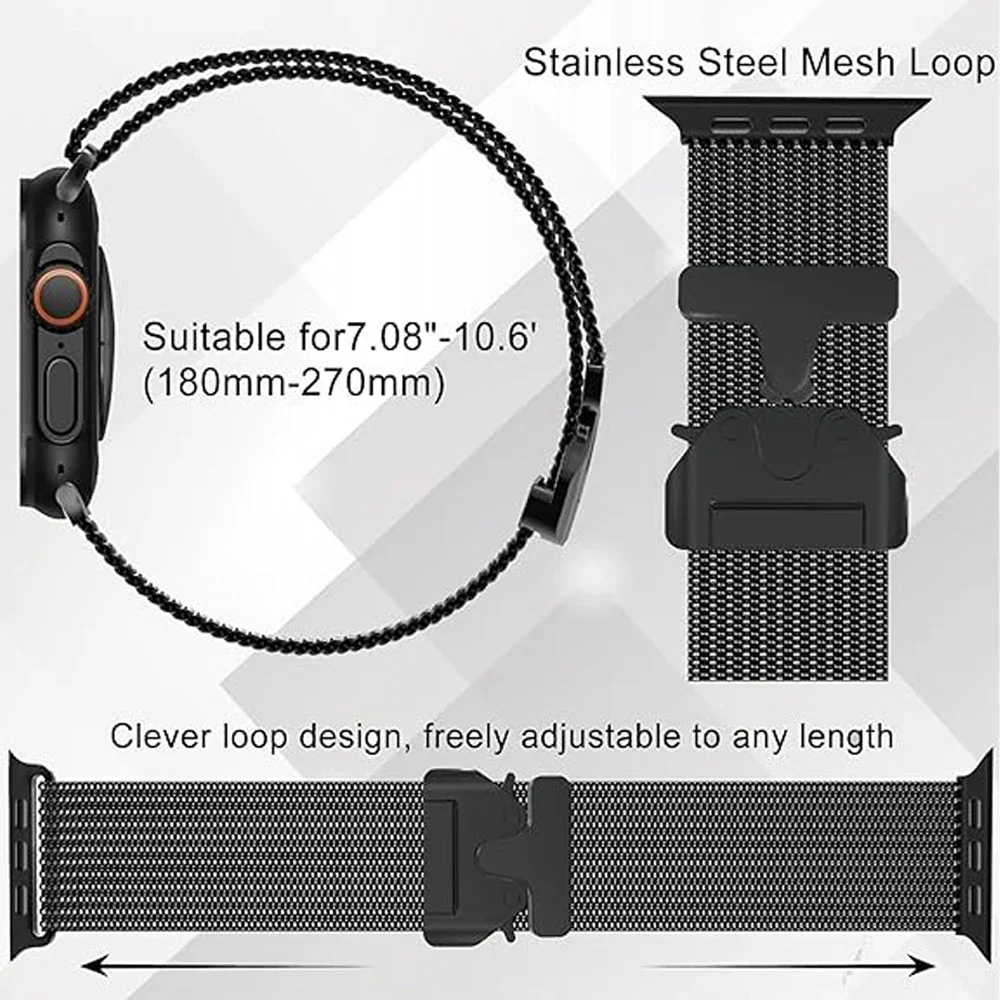 stainless steel Strap for Apple watch Ultra band 49mm 46mm 45mm 42mm iWatch 44mm 41mm 40m Loop correa bracelet Series 10 9 8 7 6