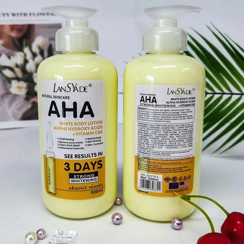 500ml Whitening Body Lotion Hydroxy Acids+Vitamin C&E Skin Beautifying  Brightening Body Lotion Delicate Smooth Skin Care Cream 5