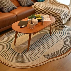 Fluffy Plush Irregular Design Oval Large Area Thickening Living Room Carpets Modern Line Home Decoration Bedroom Lounge Sofa Rug