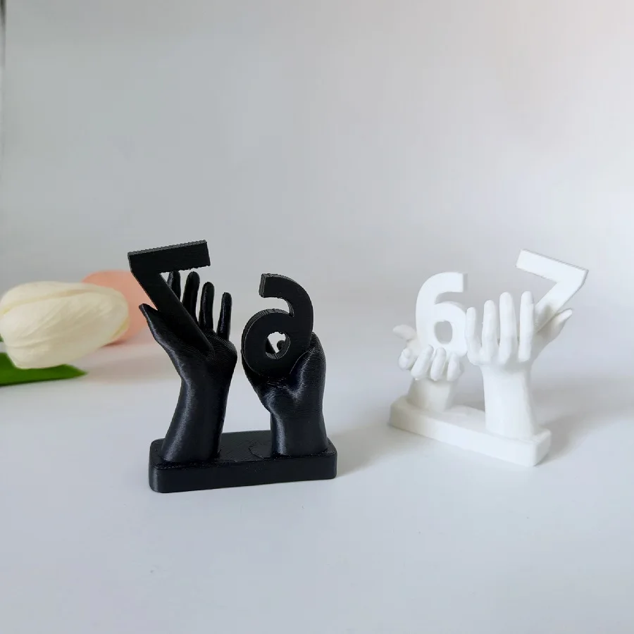 Artistic Hand-Shaped Number 67 Decorative Figurine for Home and Office Decor