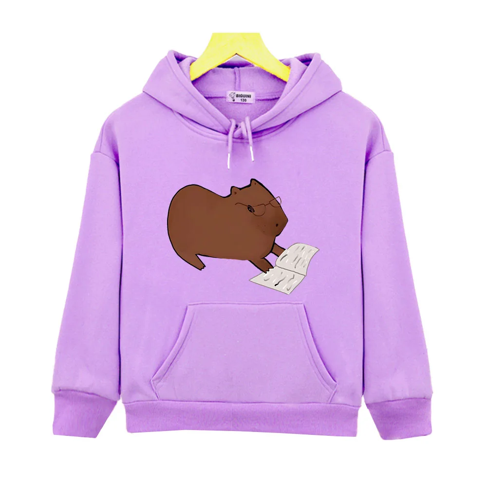 

Capybara Hoodies Very Cute Studious Sweatshirt Baby Boy Clothes Children Clothing Y2k Hoodie Pullover Kid Girl Long Sleeves Tops