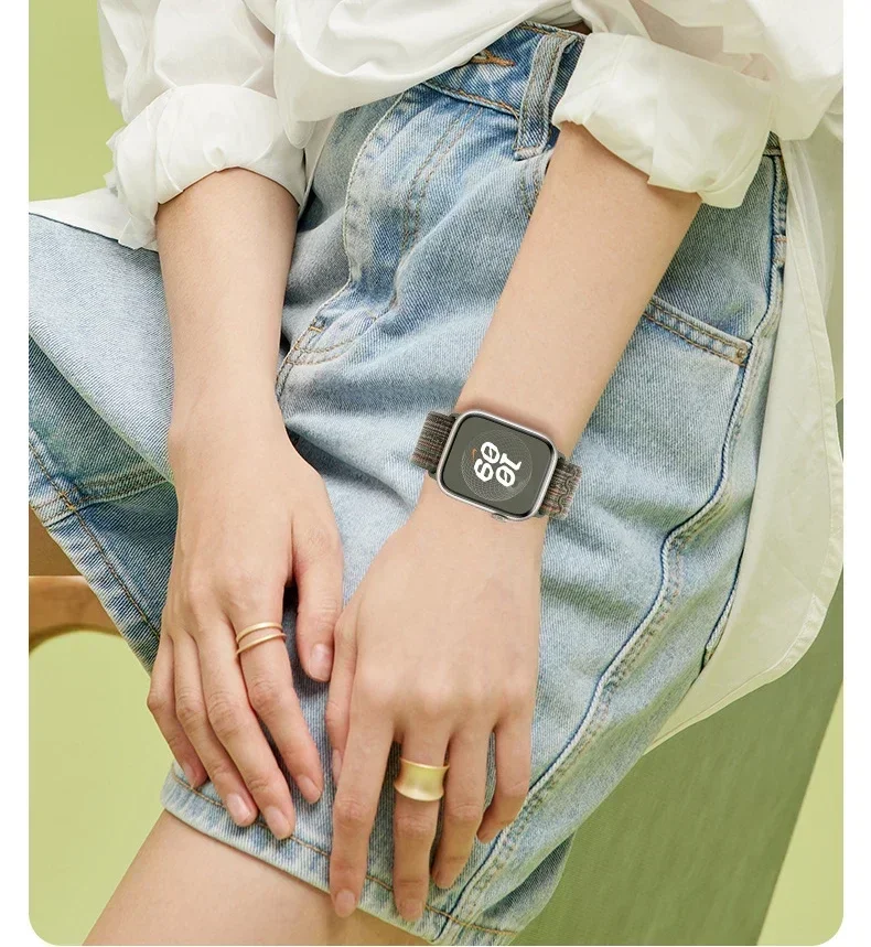 Nylon Loop For Apple Watch Strap 45mm 44mm 46mm 40mm 41mm 38mm 42mm Correa Bracelet iWatch Series 6 Se 7 8 9 10 11 ultra2-3 49mm
