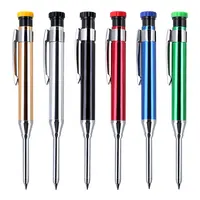 6Pcs/set Metal Pen Clip Mechanical Pencil Set with Pencil Cap Built-In Sharpener 2.8mm  Replacement Lead Deep Hole Marking Tool﻿ 2