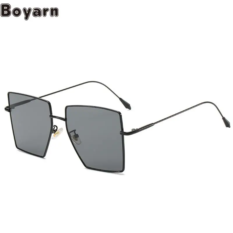 

Boyarn Cross Border Versatile Square Glasses Steampunk Personalized Metal Square Sunglasses Fashion Ocean Color Gradient Gl