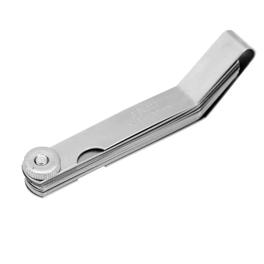 100mm Metric 0.05- 1.0mm Valve Offset Feeler Gauge 16 Blades Stainless Steel Spark Plug Gap Valve Tappets