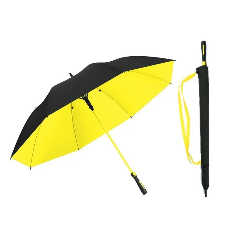 

protective umbrella golf umbrella fiber straight rod sunscreen and rainproof business advertising color matching handle