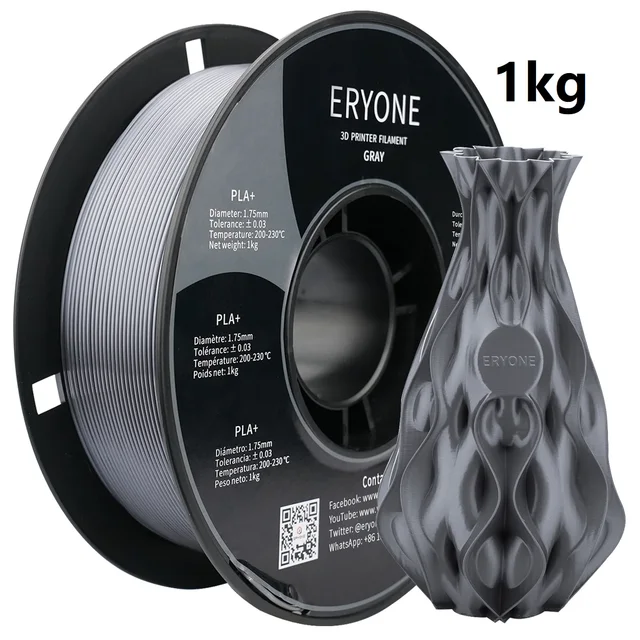 ERYONE Clearance Promotion TPU PLA PLA+ Silk Rainbow Ultra Silk 3D Printing Filament 1KG/0.5KG For FDM 3D Printer Fast Shipping PLA plus Gray