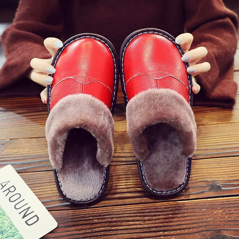 Warm Home Slippers Women 2024 New Waterproof Non-Slip Indoor Cotton Shoes Men Slippers Plush Warm Winter Couple Shoes