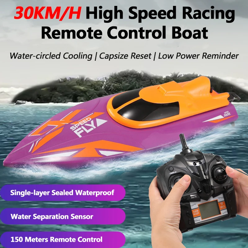 

2.4GHz Remote Control Boat Racing Electric Boats RC Boat H110 4CH Screen Display Power 180 Degree Flip Toy Gift for Kids RC Ship