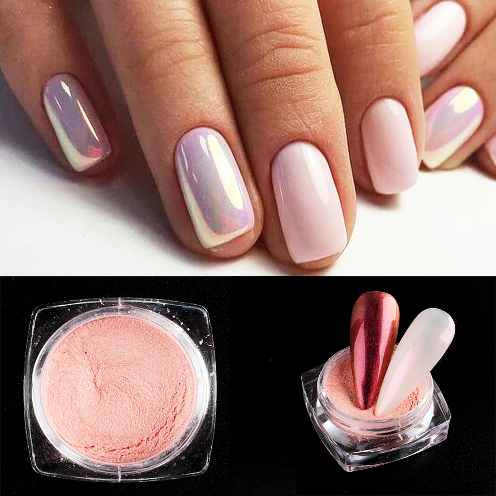 1Box Nail Aurora Powder Fairy Glitter Pearl Rubbing Dust Pigment Chrome Sequins Nail Art For Manicure Decoration NLCGH01-08