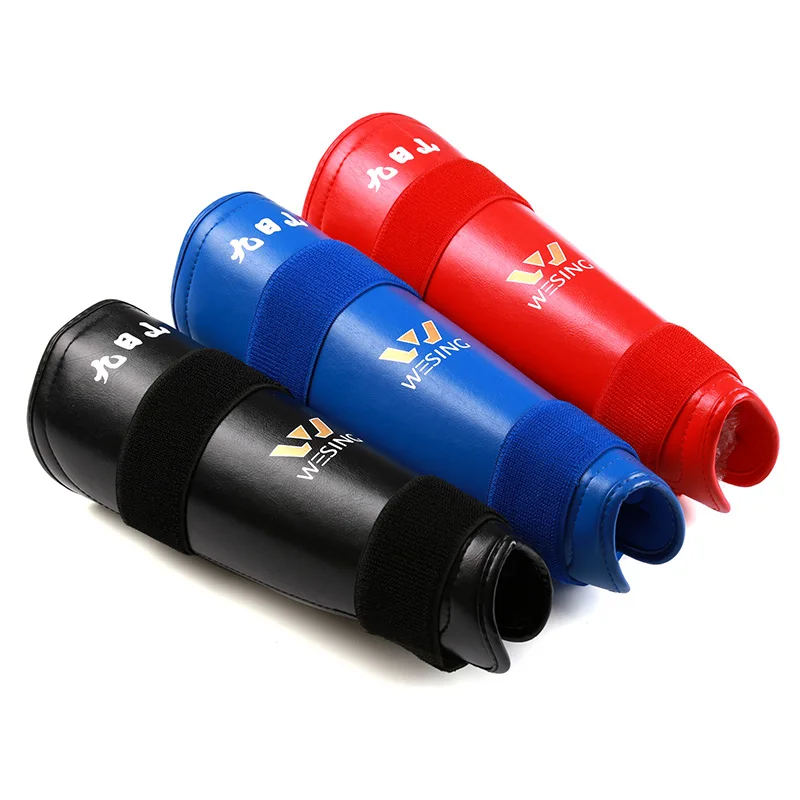 Wesing Kids Adults 1 Pair PU Sanda MMA Muay Thai Shin Guards Leg Protector Kickboxing Martial Arts Wushu Training Equipment DEO