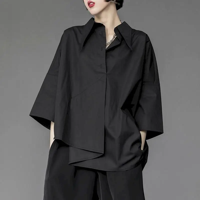 

Personalized Shirts Women Niche Irregular Loose Oversized Blouse Casual Short Sleeve Shirt Summer Trend Thin Tops Y2k Clothes