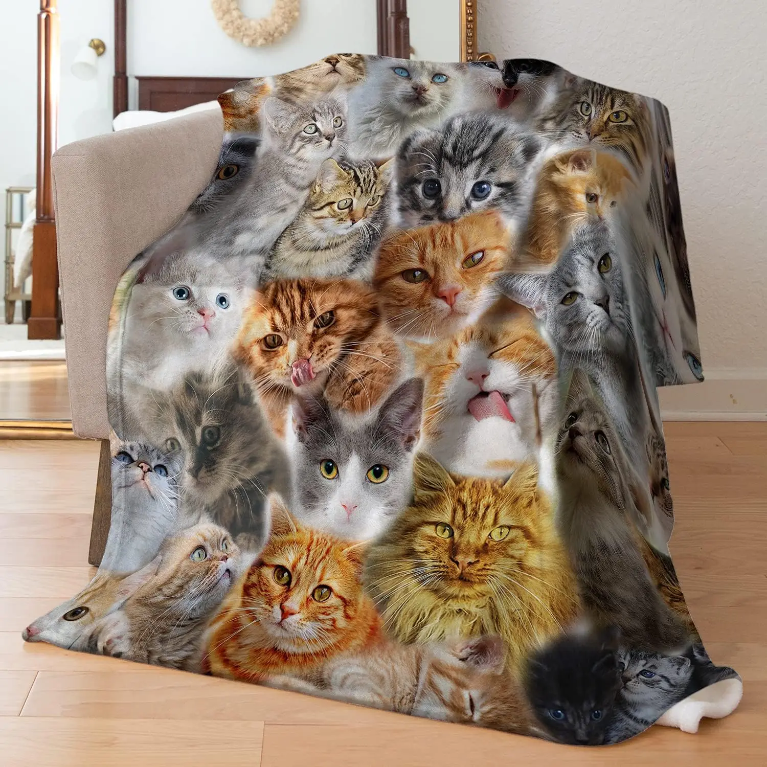 

Cute Cats Pattern Fleece Throw Blanket for Couch Sofa Fuzzy Soft Cozy Blankets and Throws Warm Lightweight Plush Lap Blanket