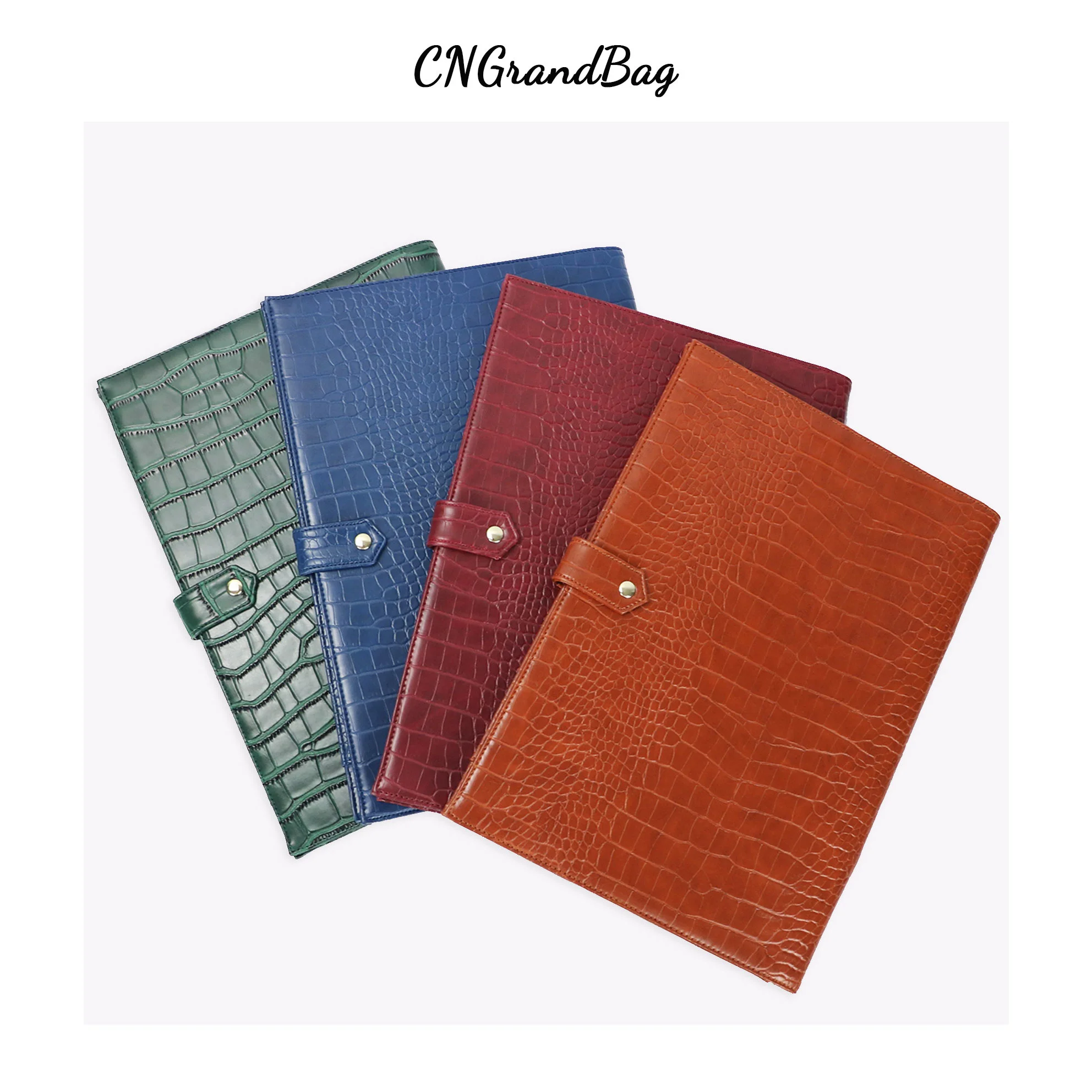 Free Custom Letters Document Bag Crocodile Pattern Pad Folio Top Quality Business A4 File Holder Luxury Porfolio For Ipad Holder