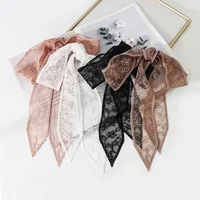 Ins Elegant Thin Women Narrow Long Scarf Korean Version Embroidered Flower Lace Scarf Y2k 140cm Sunscreen Shawl Summer