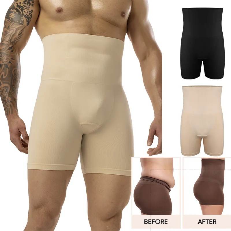 Men Compression Shorts Tummy Control Soft Brief Abdomen Belly Flat High Waist Body Shaper Breathable 3D Pouch Shapewear Pant body shaper muscle shaper