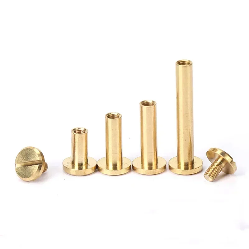 Brass Screws 10sets Solid Brass Binding Chicago Screws Belt Screw Stud Rivets for Photo Album Leather Craft Belt Wallet Fasteners