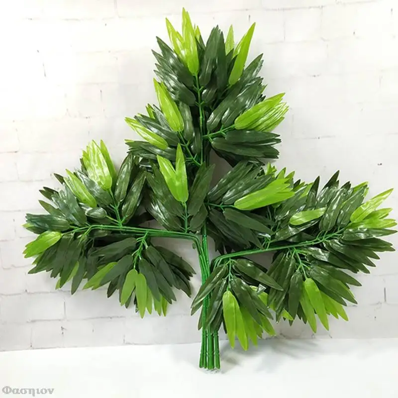 10Pcs/lot Artificial Bamboo Leaf Simulation Plastic Bamboo Leaves