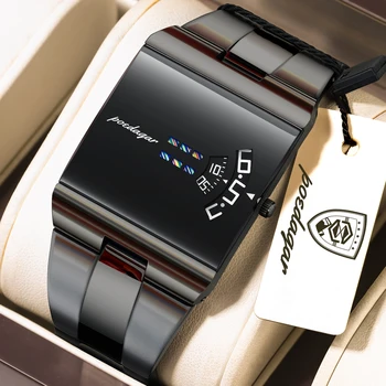 poedagar men's stainless steel quartz watch waterproof business luxury wrist watch for men
