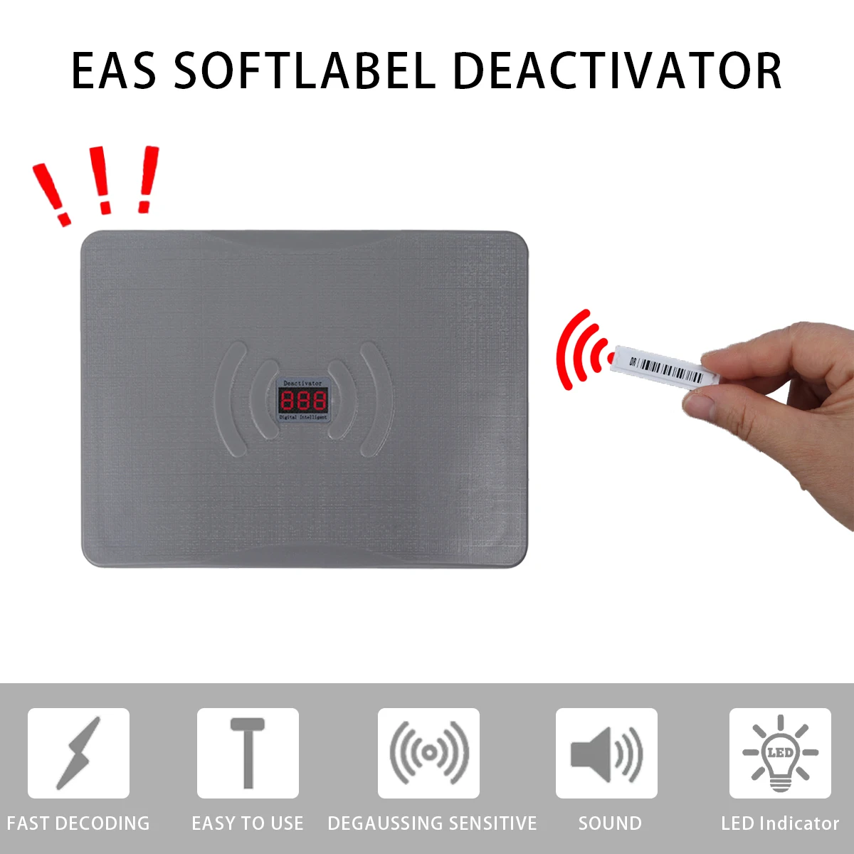 AM58 Khz DR Soft Label Deactivator W/ Sound Light Alarm Retail Anti-Shoplifting System EAS Checkpoint Alarms