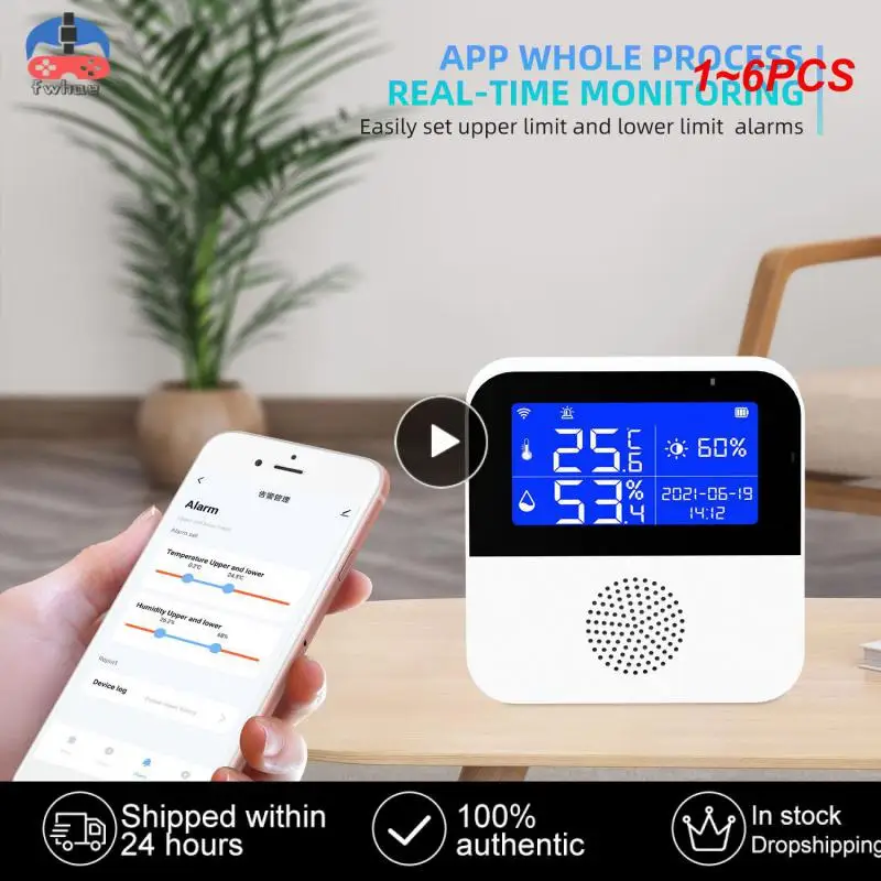 

Датчик влажности и температуры Tuya Wi-Fi с ЖК-дисплеем, 1-6 шт.