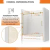 Sliding Bathtub Shower Doors, 57 1/2-60 in. W Adjustable x 60 in. H, 5/16 inch(8mm) Tempered Safety Glass Thickness, 3