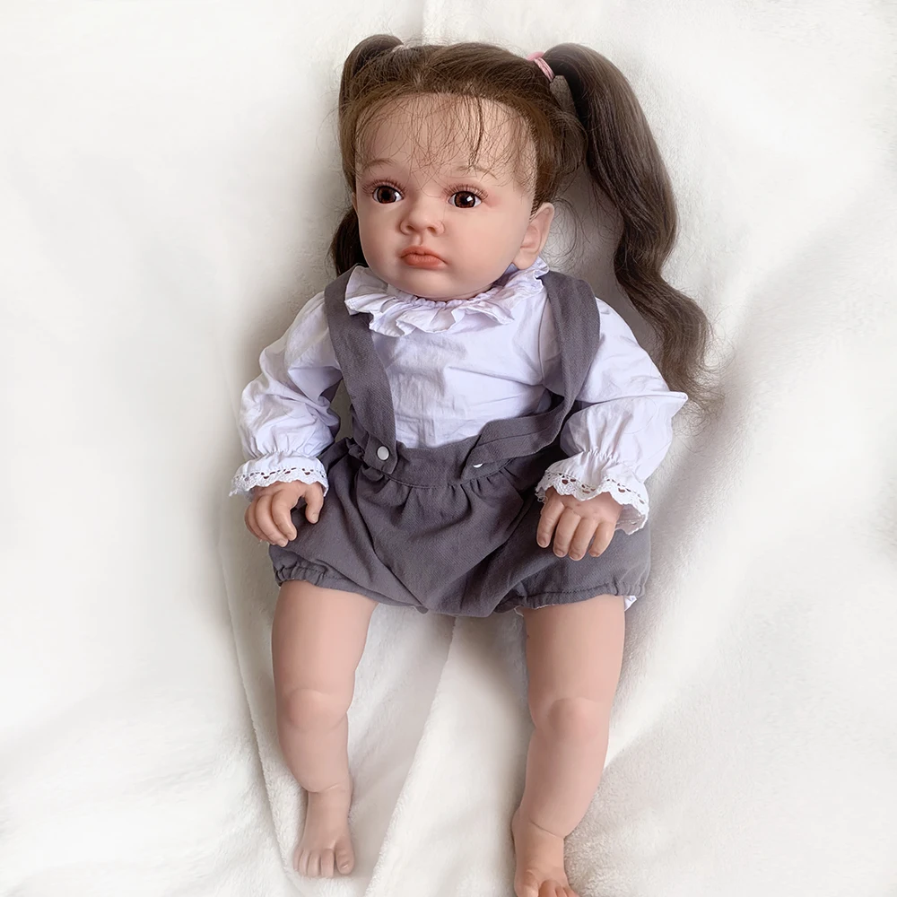 Bebe reborn reallista de silicon 진짜 인형, 여아용 전신 실리콘,  인형, 58cm, 23 인치