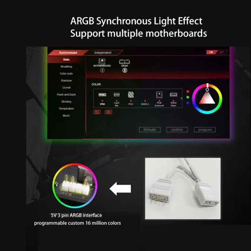 ARGB RAM 라디에이터 컴퓨터 메모리 모듈 히트 싱크 PWM 온도 제어 듀얼 팬 DDR DDR2 DDR3 DDR4 DDR5 화이트