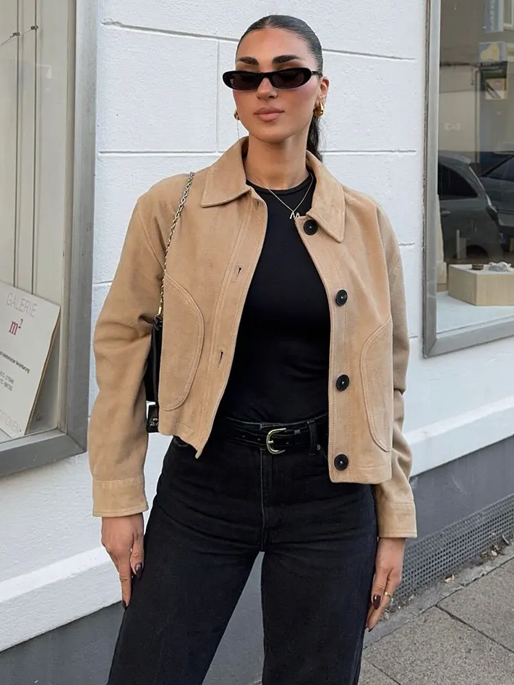 HH Women Elegant Fashion Solid Short Coats Single Breasted Lapel Long Sleeve Jackets With Pocket Casual Office Lady Chic Outwear