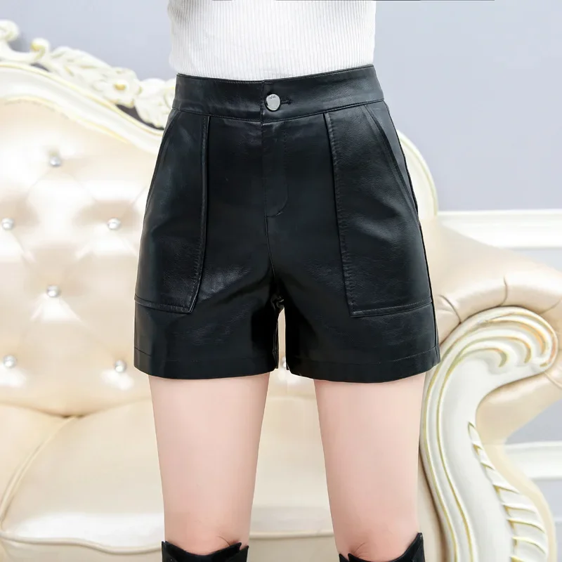 calca-e-shorts-de-couro-feminino-calca-de-cintura-alta-preto-fino-versatil-moda-outono-inverno